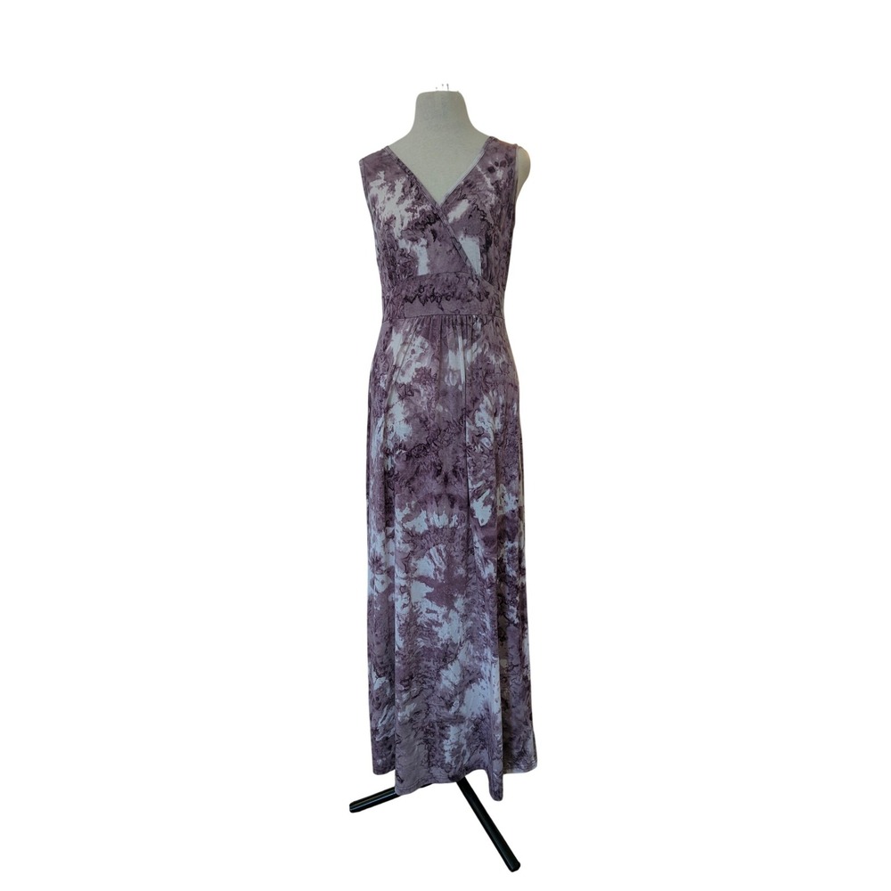 Woosea Maxi Dress Womens M Purple Tie Dye Surplice V-Neck Sleeveless Boho Jersey